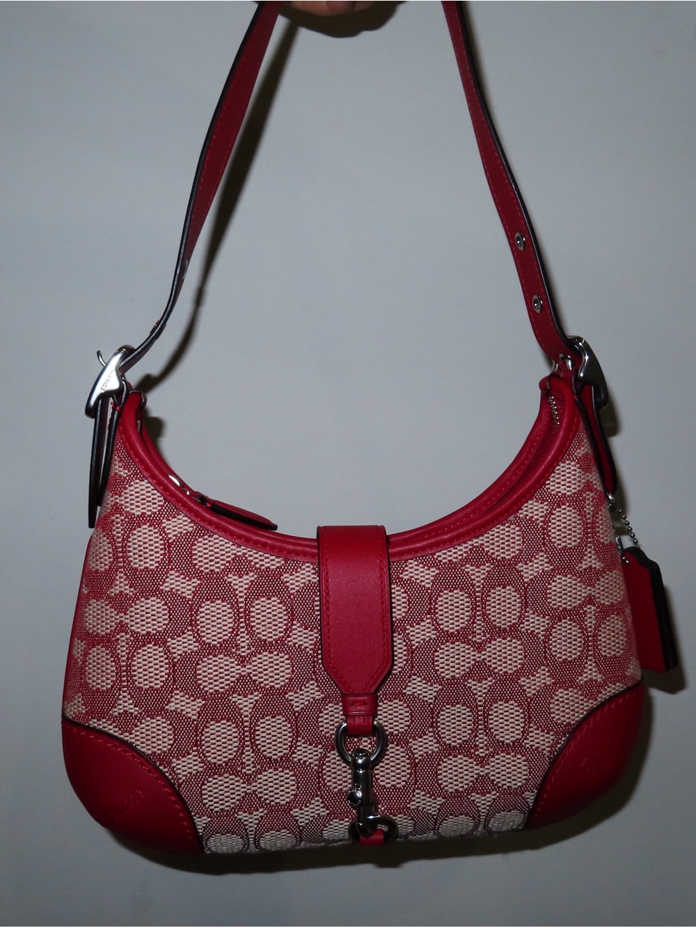 Coach Red Signature Jacquard Shoulder Bag